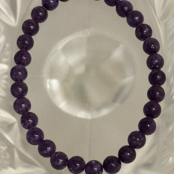 3 Beaded Stretch Bracelets - Golden Healer, Clear Quartz, and Lepidolite - Picture 4 of 4
